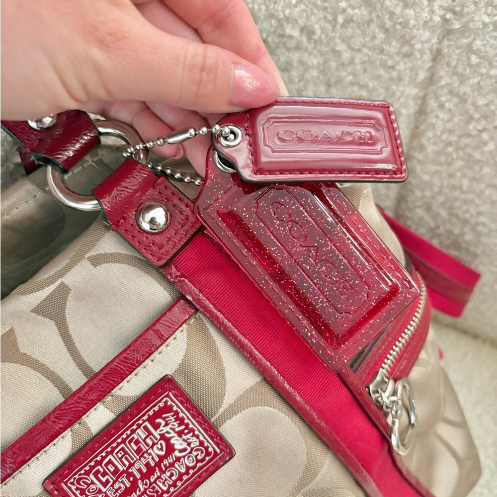 Pink Coach Poppy Signature Canvas Handbag